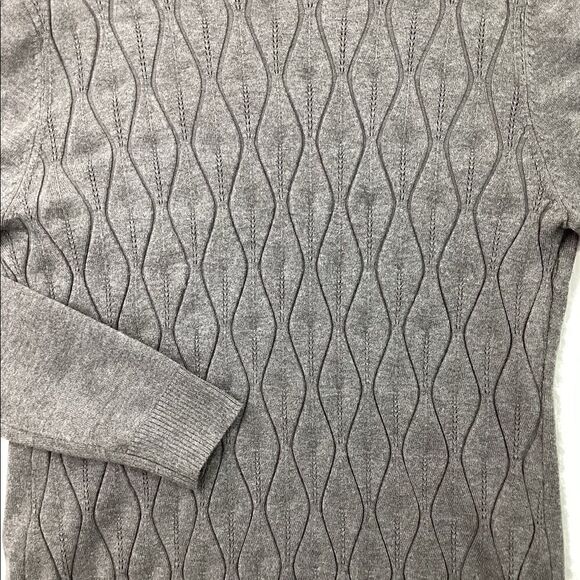 Eclectic Grey High Turtleneck Wavy Pattern Knit Sweater Size Large - Picture 13 of 16